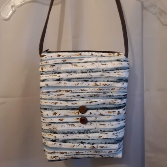 New Southwestern Western Purse Aspen Wood Tree print Blue Brown White Quilt bag - Picture 1 of 9